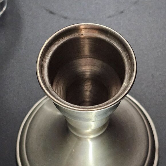 Leonard Colonial Hurricane Candlestick Holder 10" Etched Glass Pewter Base vtg 8 - Picture 6 of 9